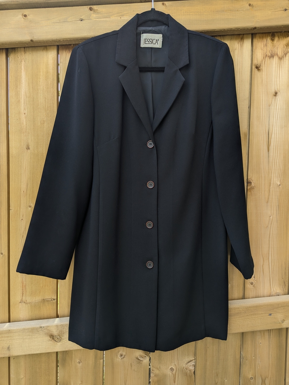 Vintage Jessica Black Longline Blazer Coat Office Siren Corpcore 90s Minimalist - Picture 4 of 13